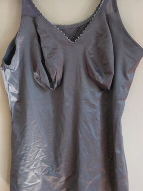 Ruby Ribbon Silver Gray Slip Tank with Built-In Support